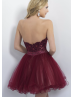 Lace Tulle Beaded Sweetheart Neckline Knee Length Prom Dress 